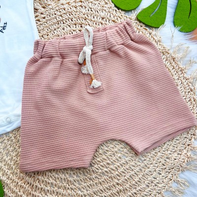 Conj. Body Girafinha Dia Feliz e Bermuda Waffle - Off White e Areia